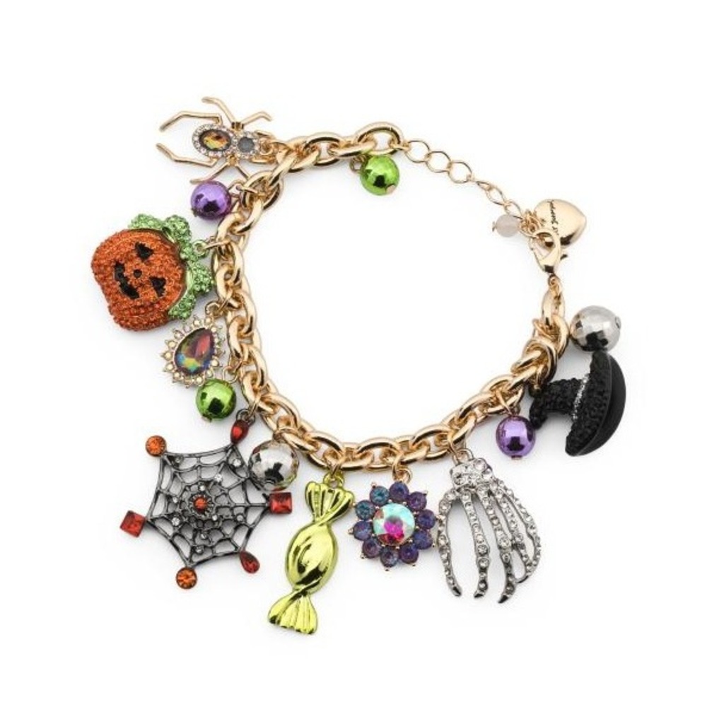 Betsey Johnson Halloween Multi-Charm Bracelet Spooky Whimsigoth Statement Kitsch